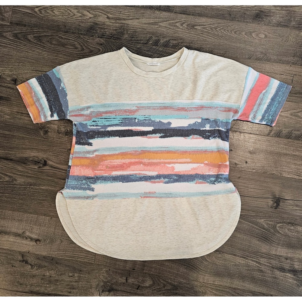 Chic Soul Womens 1X Color Block Dolman Top Short Sleeve Casual Comfy